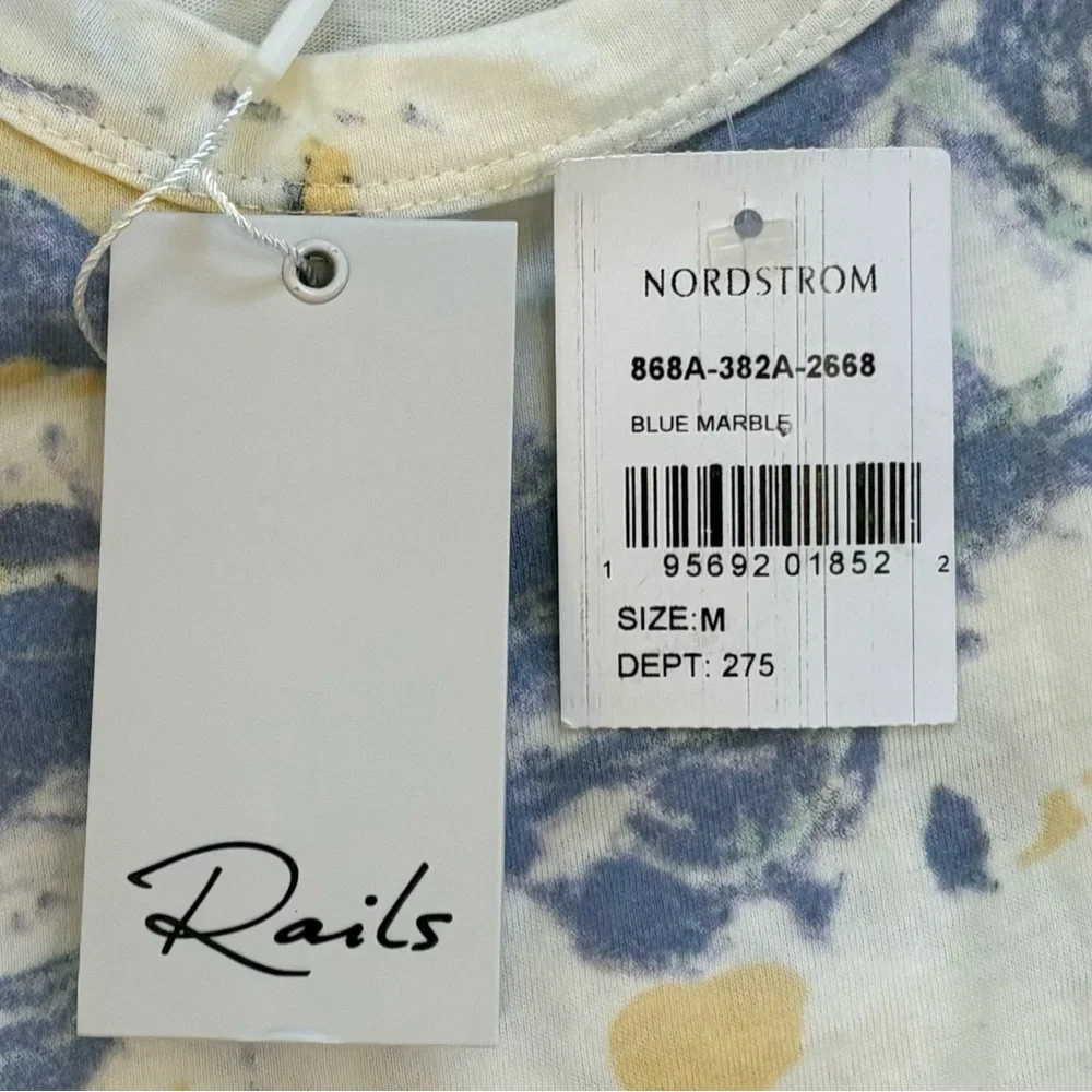 NWT RAILS The Racer Tank Blue Marble Cotton Size Medium - Picture 4 of 9